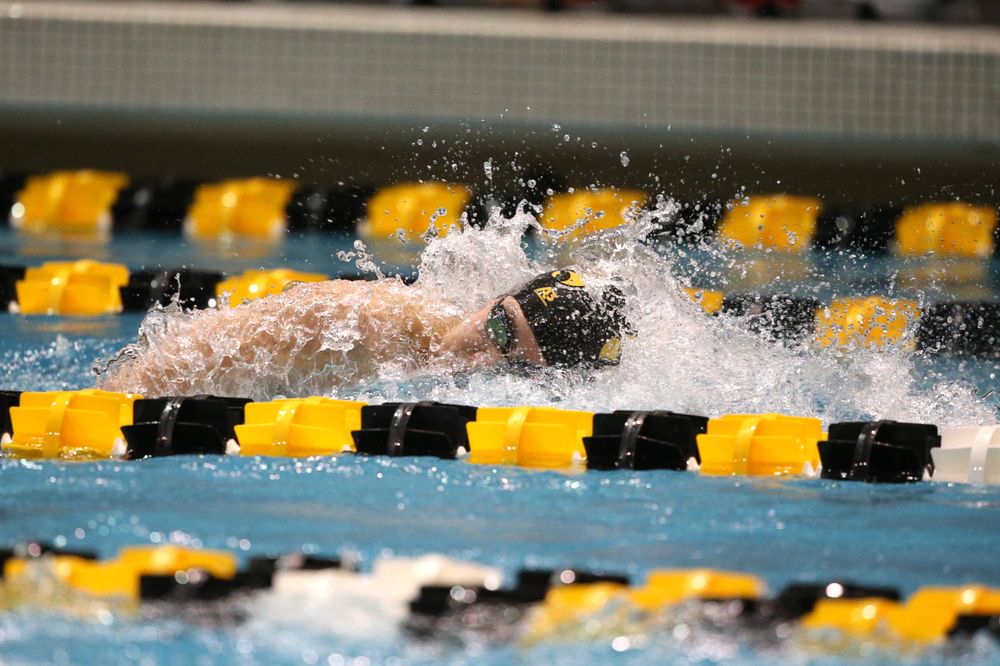 The Iowa A team competes in the 800-yard freestyle relay at the 2019 Big Ten Swimming and Diving meet Wednesday, February 27, 2019 at the Campus Wellness and Recreation Center. (Lily Smith/hawkeyesports.com)