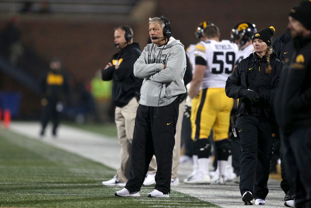 Iowa Hawkeyes head coach Kirk Ferentz against the Illinois Fighting Illini Saturday, November 17, 2018 at Memorial Stadium in Champaign, Ill. (Brian Ray/hawkeyesports.com)