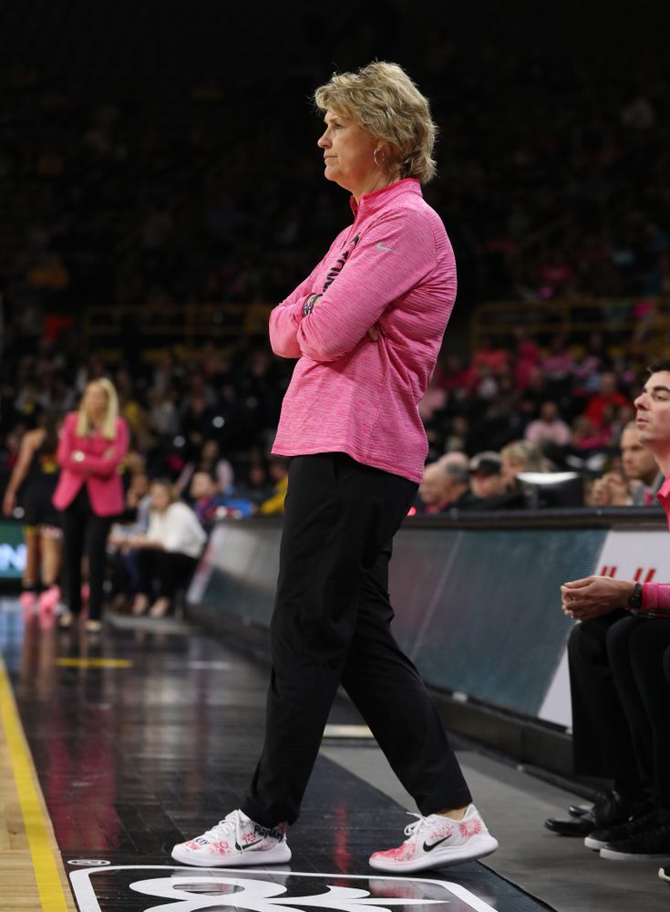 Iowa Hawkeyes head coach Lisa Bluder against the seventh ranked Maryland Terrapins Sunday, February 17, 2019 at Carver-Hawkeye Arena. (Brian Ray/hawkeyesports.com)