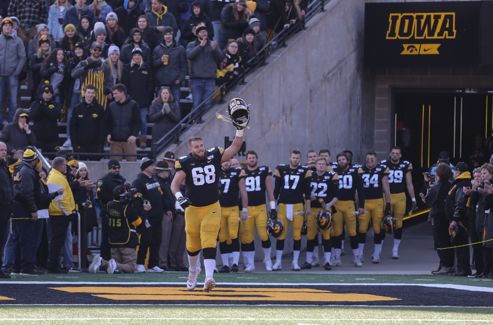Iowa Hawkeyes offensive lineman Landan Paulsen (68) during Senior Day festivities before their game against the Illinois Fighting Illini Saturday, November 23, 2019 at Kinnick Stadium. (Brian Ray/hawkeyesports.com)