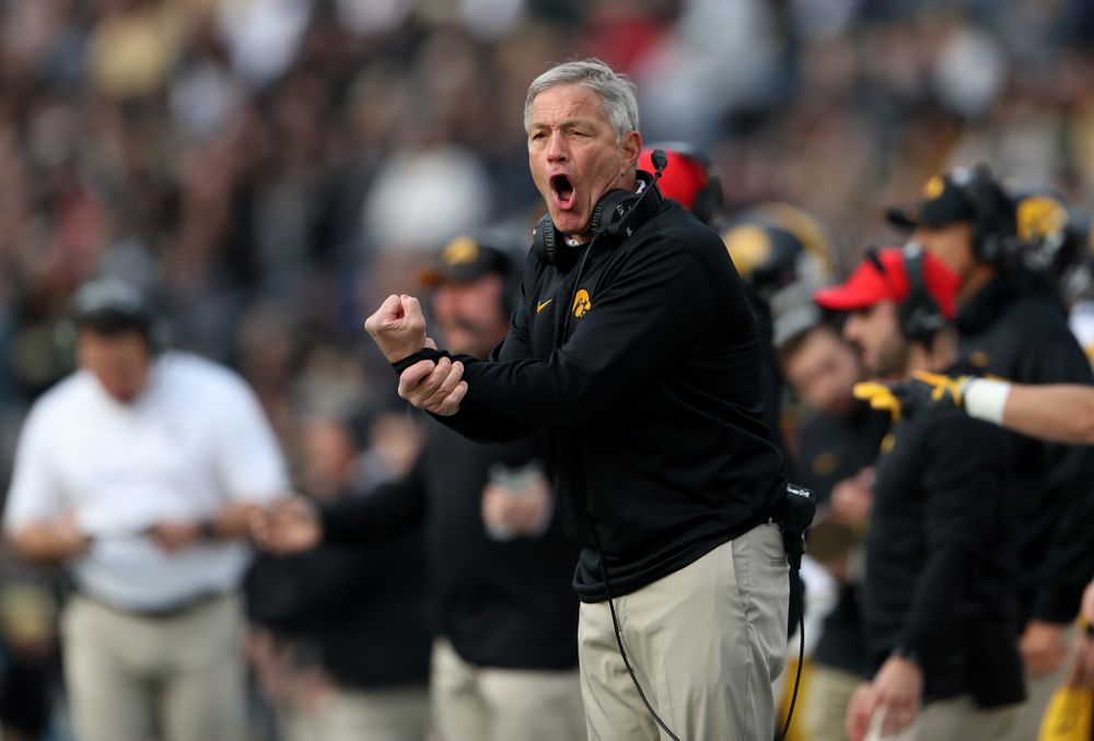 Iowa Hawkeyes head coach Kirk Ferentz against the Purdue Boilermakers Saturday, November 3, 2018 Ross Ade Stadium in West Lafayette, Ind. (Brian Ray/hawkeyesports.com)