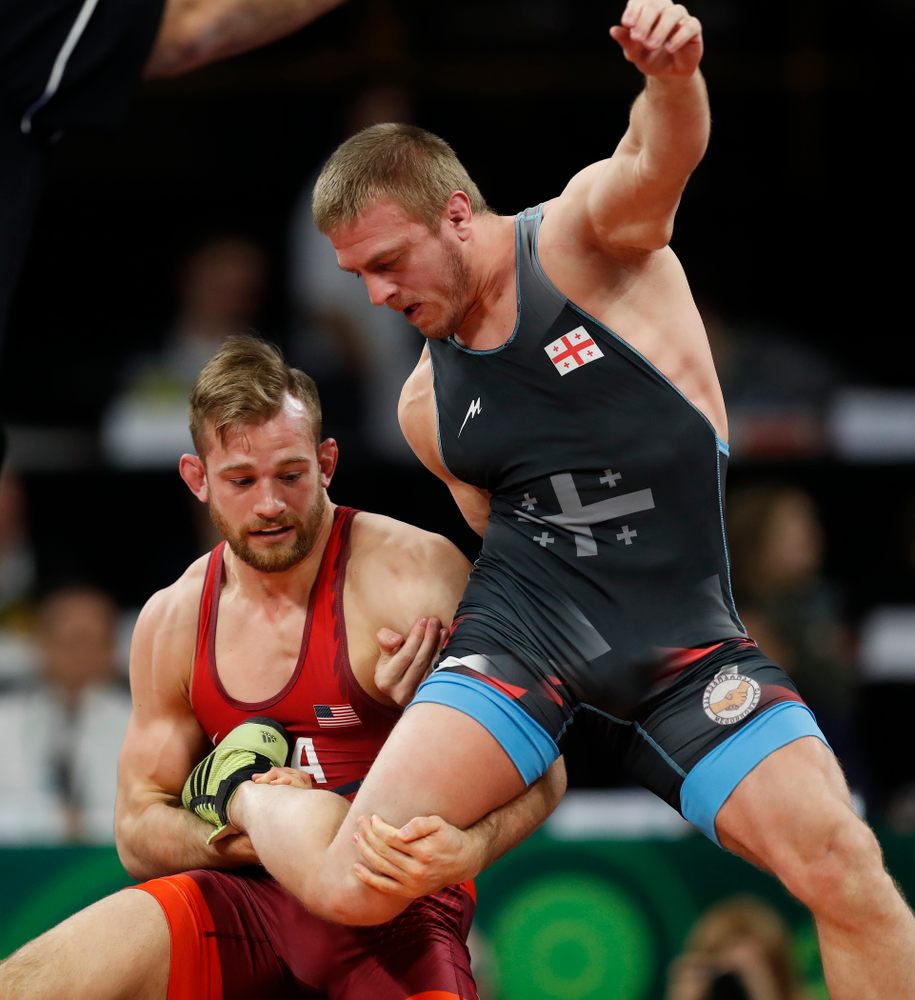 David Taylor during session three of the United World Wrestling Freestyle World Cup Sunday, April 8, 2018 at Caver-Hawkeye Arena. (Brian Ray/hawkeyesports.com)