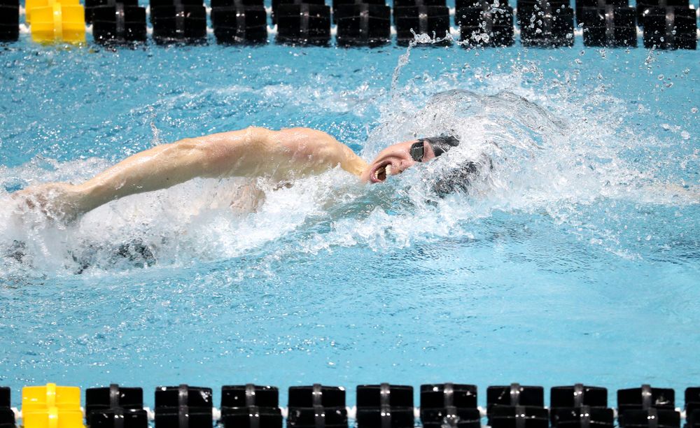 Iowa's Mateusz Arndt swims the second leg of the 800 freestyle relay at the 2019 Big Ten Swimming and Diving meet Wednesday, February 27, 2019 at the Campus Wellness and Recreation Center. (Brian Ray/hawkeyesports.com)