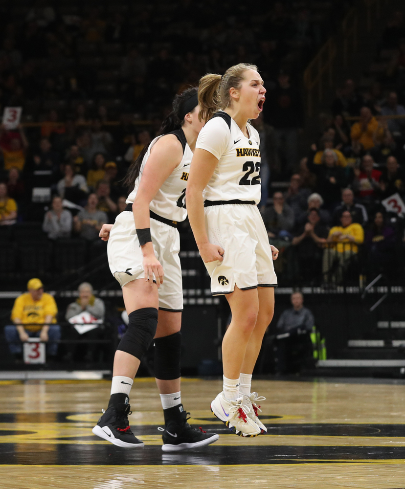 Iowa Hawkeyes guard Kathleen Doyle (22) against the Purdue Boilermakers Sunday, January 27, 2019 at Carver-Hawkeye Arena. (Brian Ray/hawkeyesports.com)