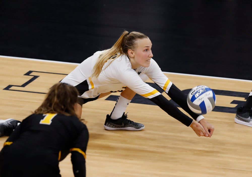 Iowa Hawkeyes outside hitter Cali Hoye (14) against Eastern Illinois Sunday, September 9, 2018 at Carver-Hawkeye Arena. (Brian Ray/hawkeyesports.com)