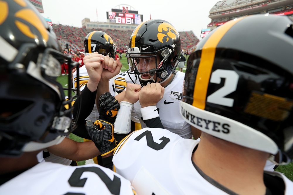 Iowa Hawkeyes quarterback Nate Stanley (4) against the Nebraska Cornhuskers Friday, November 29, 2019 at Memorial Stadium in Lincoln, Neb. (Brian Ray/hawkeyesports.com)