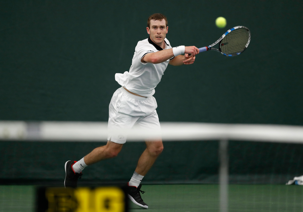 Jake Jacoby against Purdue Sunday, April 15, 2018 at the Hawkeye Tennis and Recreation Center. (Brian Ray/hawkeyesports.com)