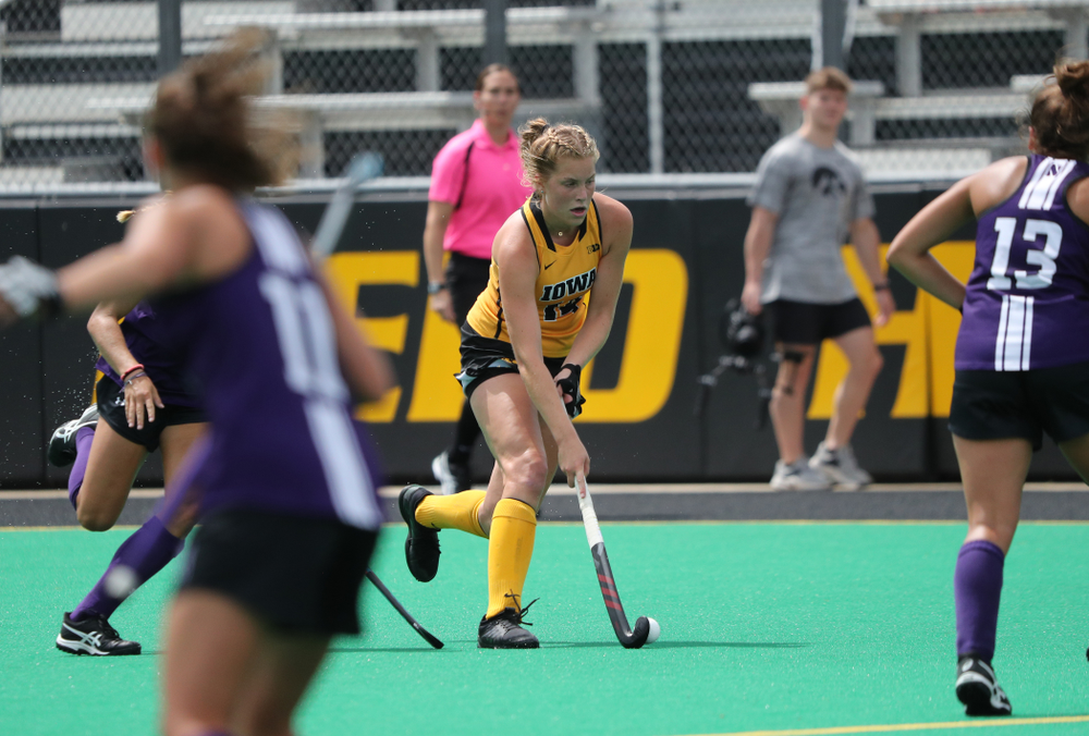Iowa Hawkeyes Lokke Stribos (14) during an exhibition game against Northwestern Saturday, August 24, 2019 at Grant Field. (Brian Ray/hawkeyesports.com)