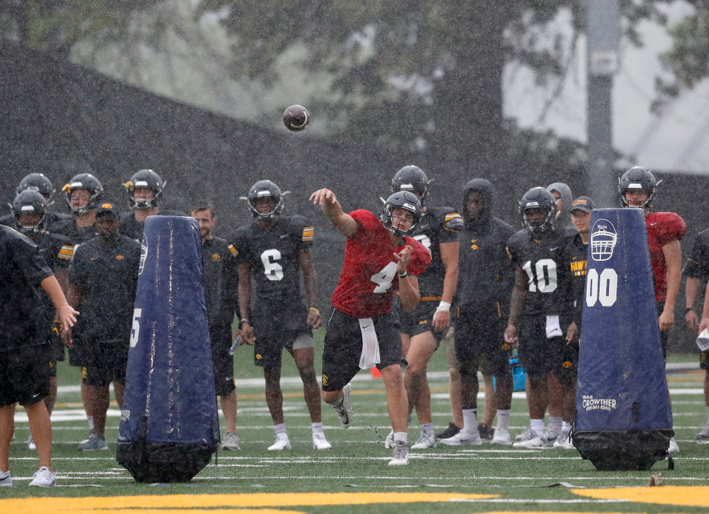 Iowa Hawkeyes quarterback Nathan Stanley (4) during camp practice No. 15 Monday, August 20, 2018 at the Hansen Football Performance Center. (Brian Ray/hawkeyesports.com)