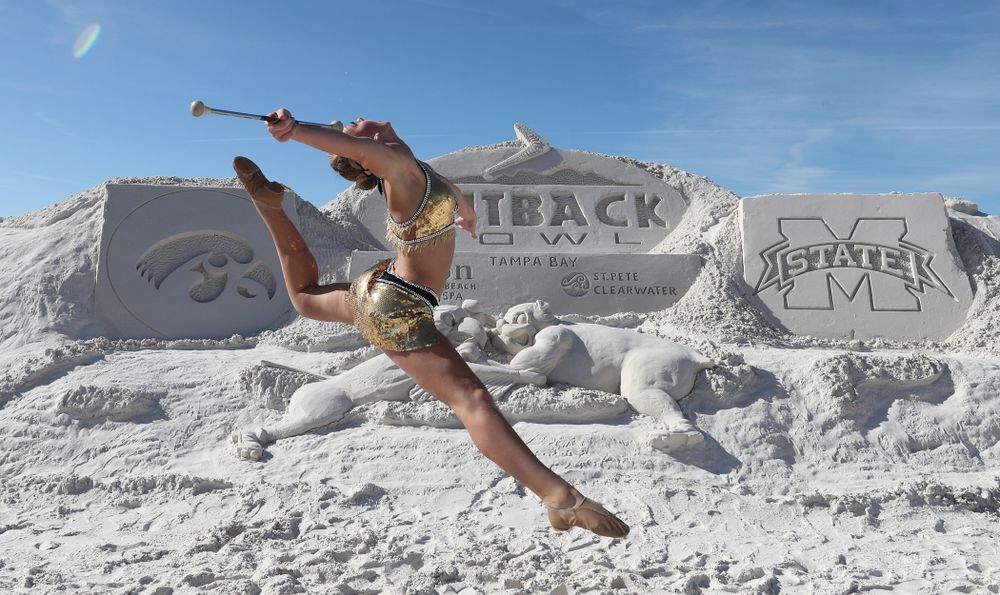 Hawkeye Marching Band Golden Girl Kylene Spanbauer during the Outback Bowl Beach Day Sunday, December 30, 2018 at Clearwater Beach. (Brian Ray/hawkeyesports.com)