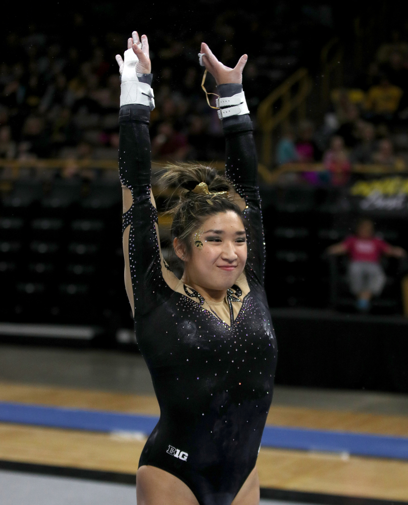 Iowa's Nicole Chow competes on the bars during their meet against Southeast Missouri State Friday, January 11, 2019 at Carver-Hawkeye Arena. (Brian Ray/hawkeyesports.com)