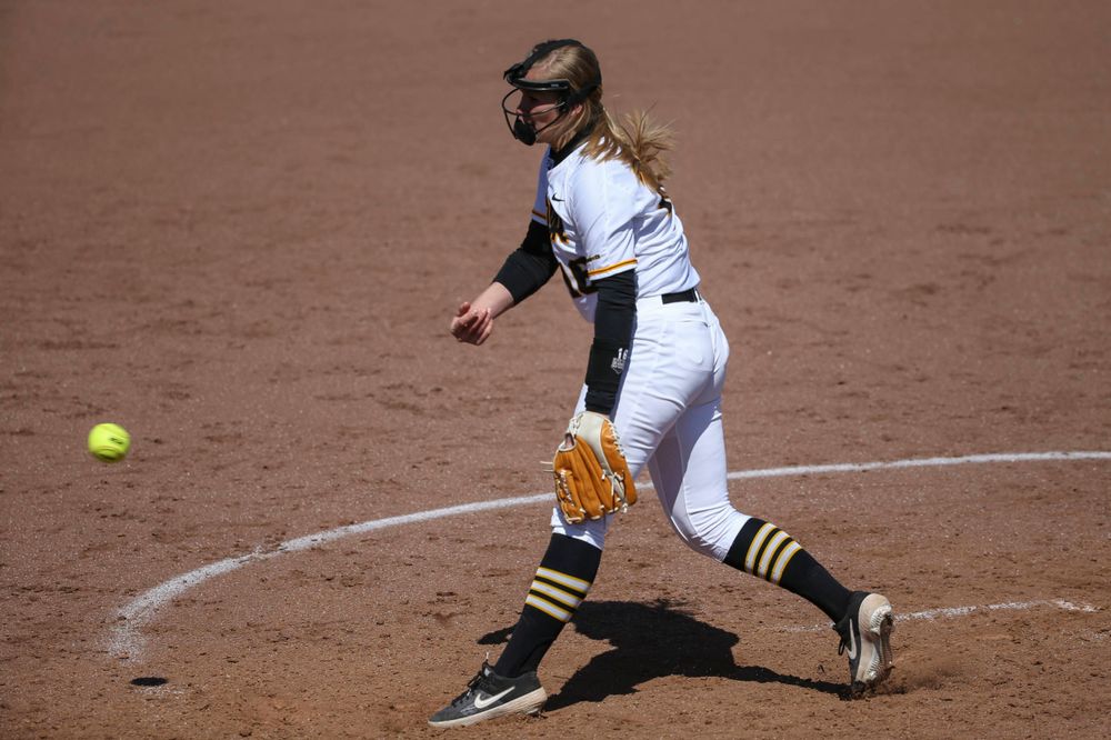 Iowa's Sarah Lehman (16) at game 3 vs Northwestern on Sunday, March 31, 2019 at Bob Pearl Field. (Lily Smith/hawkeyesports.com)