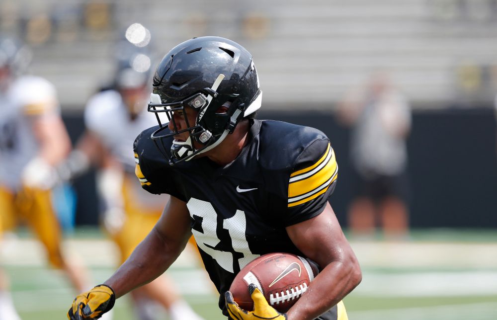 Iowa Hawkeyes running back Ivory Kelly-Martin (21) during Kids Day Saturday, August 11, 2018 at Kinnick Stadium. (Brian Ray/hawkeyesports.com)