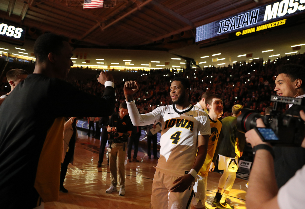 Iowa Hawkeyes guard Isaiah Moss (4) against the Northwestern Wildcats Sunday, February 10, 2019 at Carver-Hawkeye Arena. (Brian Ray/hawkeyesports.com)