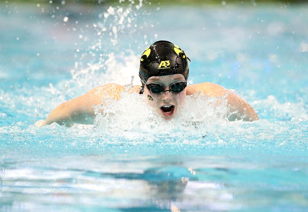Iowa’s Kelsey Drake swims the women’s 200 yard individual medley C finals event during the 2020 Women’s Big Ten Swimming and Diving Championships at the Campus Recreation and Wellness Center in Iowa City on Thursday, February 20, 2020. (Stephen Mally/hawkeyesports.com)