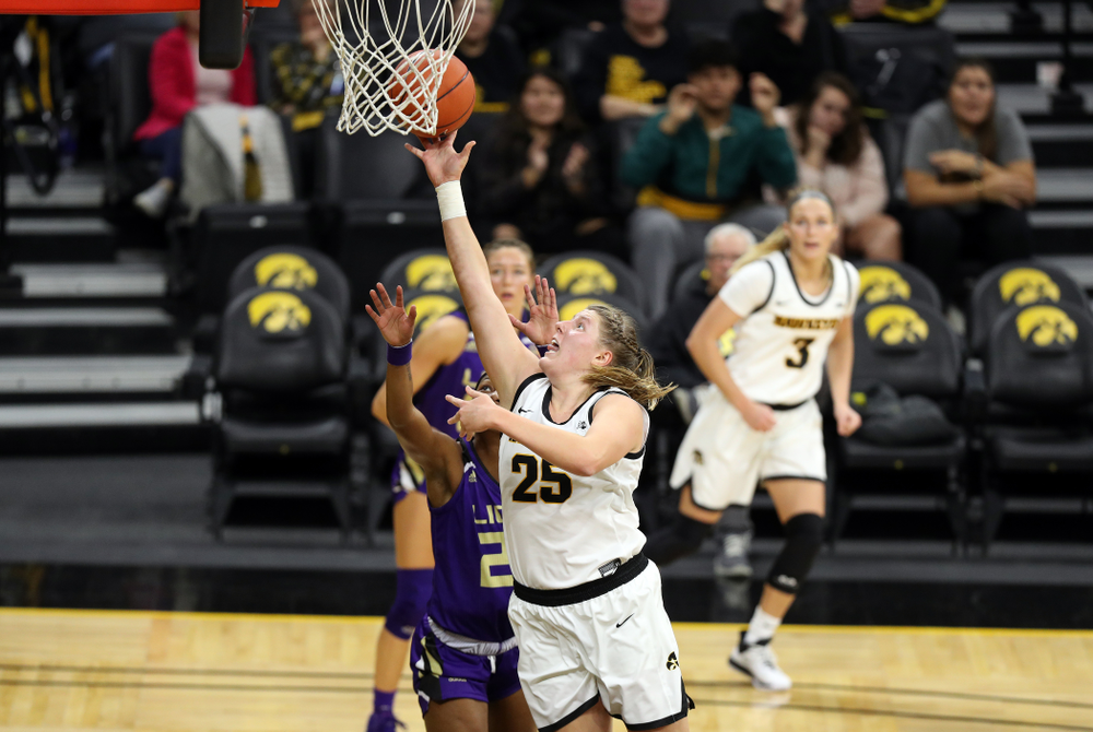 Iowa Hawkeyes forward/center Monika Czinano (25) against North Alabama Thursday, November 14, 2019 at Carver-Hawkeye Arena. (Brian Ray/hawkeyesports.com)