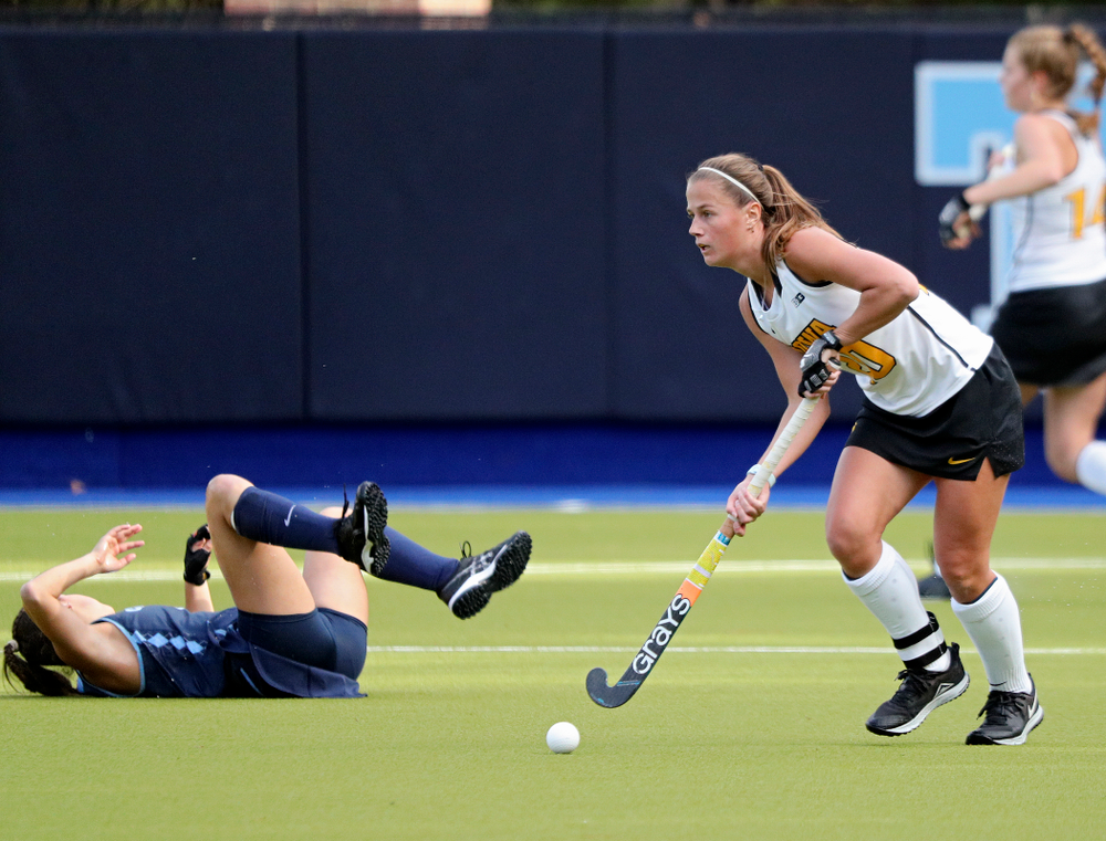 Iowa’s Sophie Sunderland (20) moves with the ball during the second quarter of their NCAA Tournament Second Round match against North Carolina at Karen Shelton Stadium in Chapel Hill, N.C. on Sunday, Nov 17, 2019. (Stephen Mally/hawkeyesports.com)