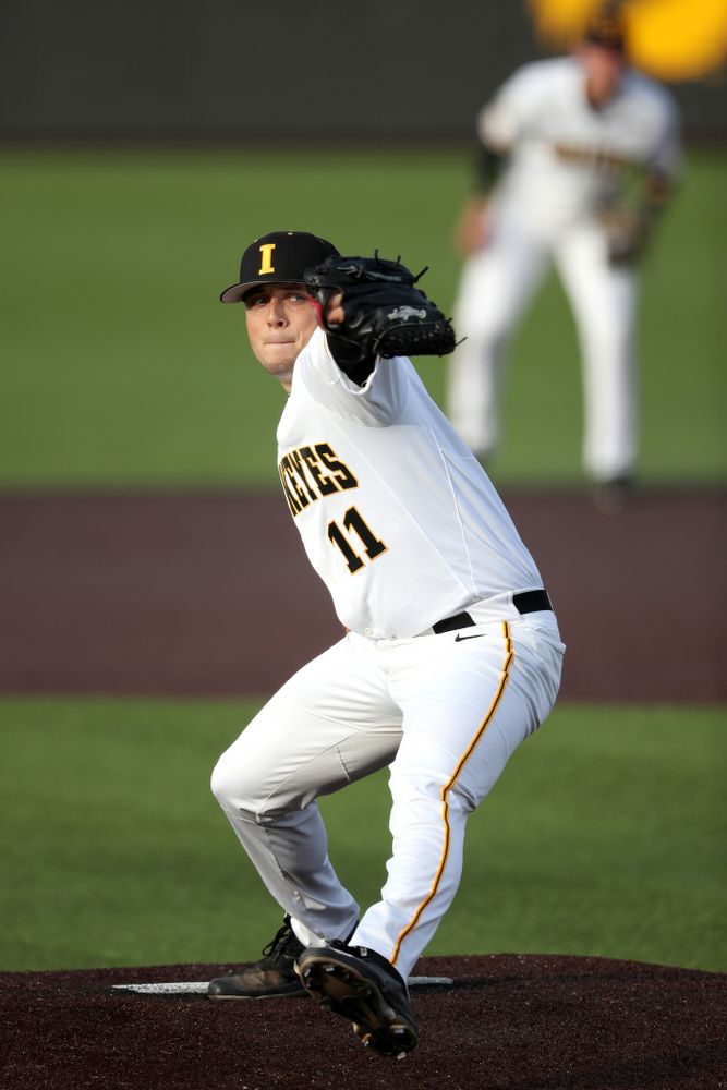 Iowa Hawkeyes Cole McDonald (11) during game one against UC Irvine Friday, May 3, 2019 at Duane Banks Field. (Brian Ray/hawkeyesports.com)