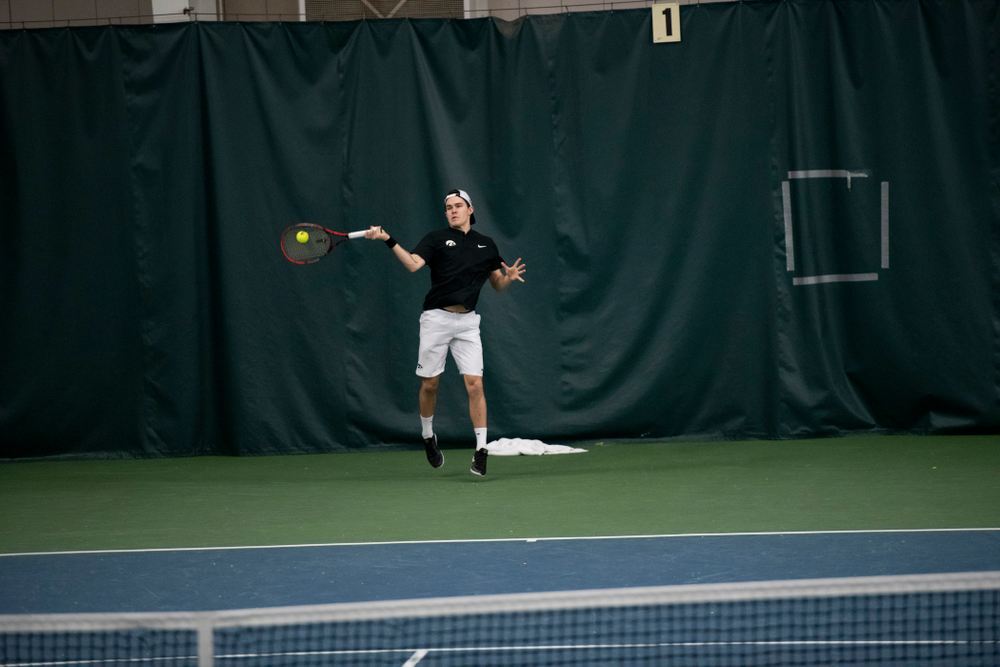 The Iowa men's tennis team competes against Cornell in The Rise Tennis Center in Ithaca, NY on Sunday, Feb. 24, 2019.