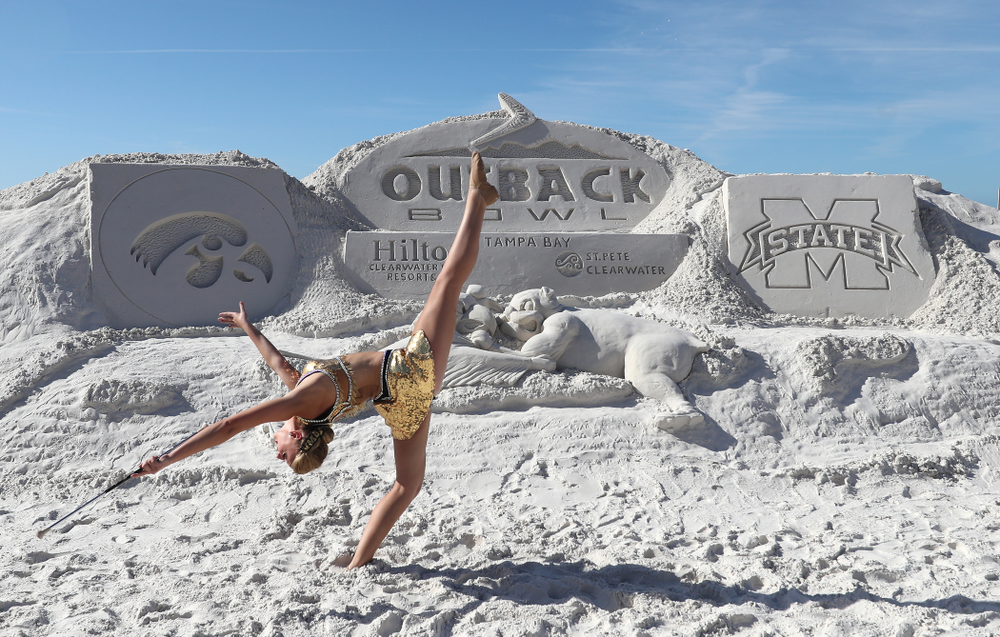 Hawkeye Marching Band Golden Girl Kylene Spanbauer during the Outback Bowl Beach Day Sunday, December 30, 2018 at Clearwater Beach. (Brian Ray/hawkeyesports.com)