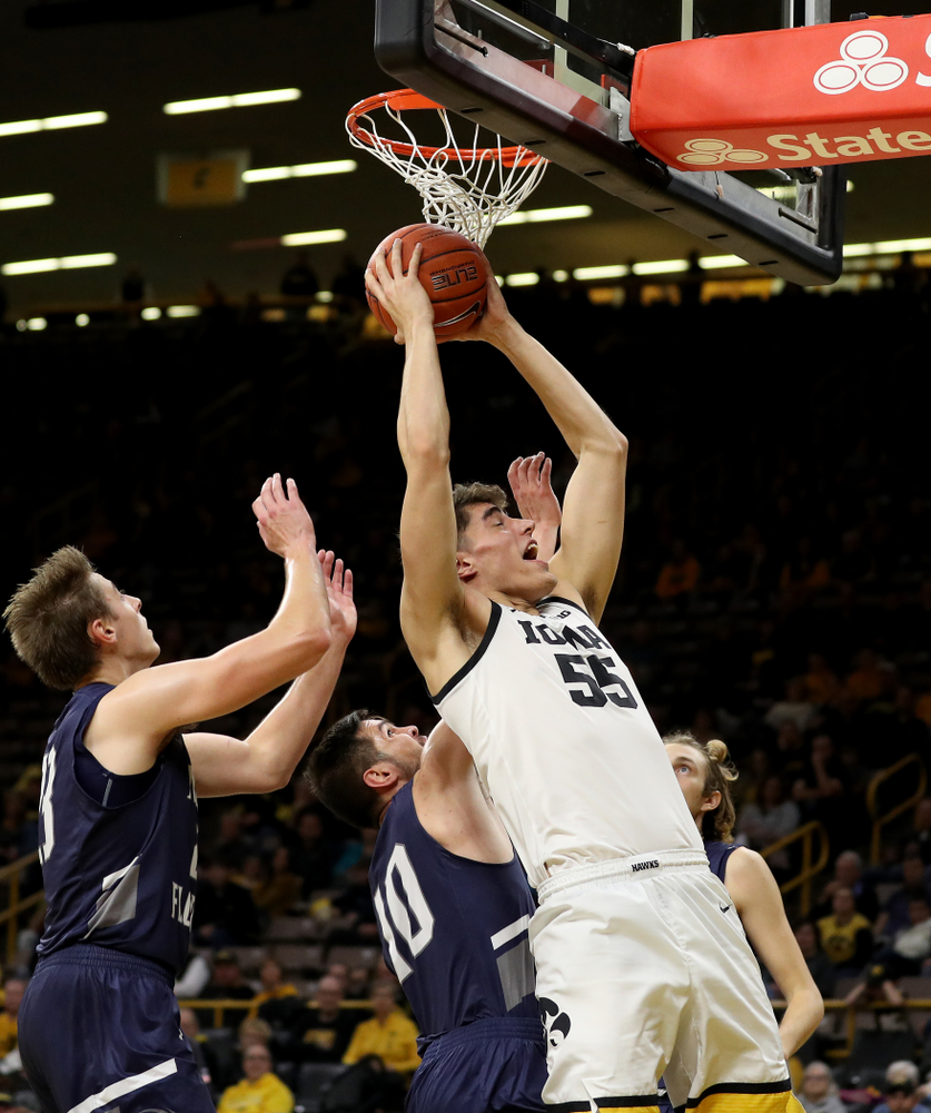 Iowa Hawkeyes forward Luka Garza (55) against North Florida Thursday, November 21, 2019 at Carver-Hawkeye Arena. (Brian Ray/hawkeyesports.com)
