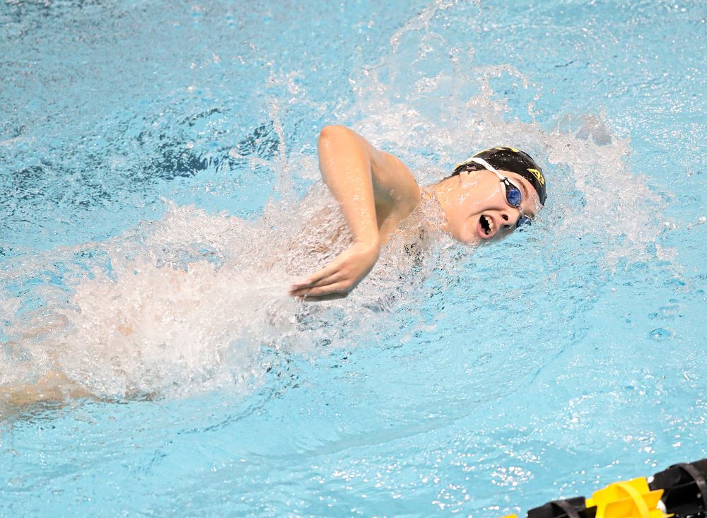 Iowa’s Maddie Ziegert swims the women’s 200 yard freestyle event during their meet at the Campus Recreation and Wellness Center in Iowa City on Friday, February 7, 2020. (Stephen Mally/hawkeyesports.com)