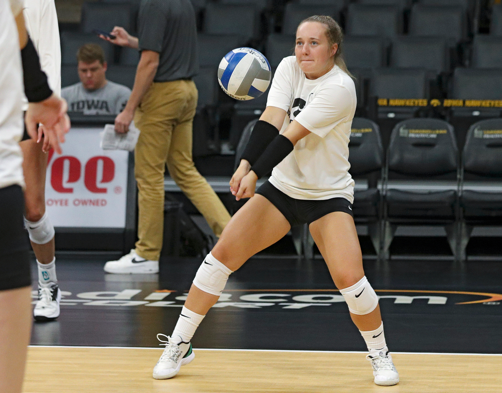 Iowa’s Joslyn Boyer (1) during Iowa Volleyball’s Media Day at Carver-Hawkeye Arena in Iowa City on Friday, Aug 23, 2019. (Stephen Mally/hawkeyesports.com)