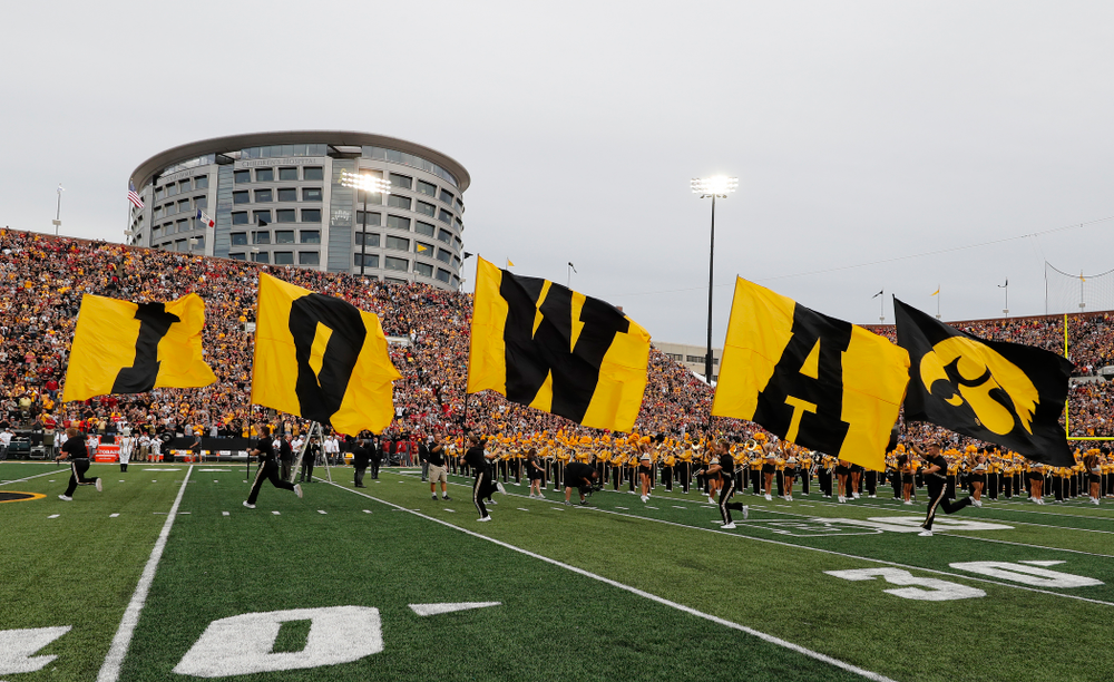 The IOWA flags before the Hawkeyes game against the Iowa State Cyclones Saturday, September 8, 2018 at Kinnick Stadium. (Brian Ray/hawkeyesports.com)