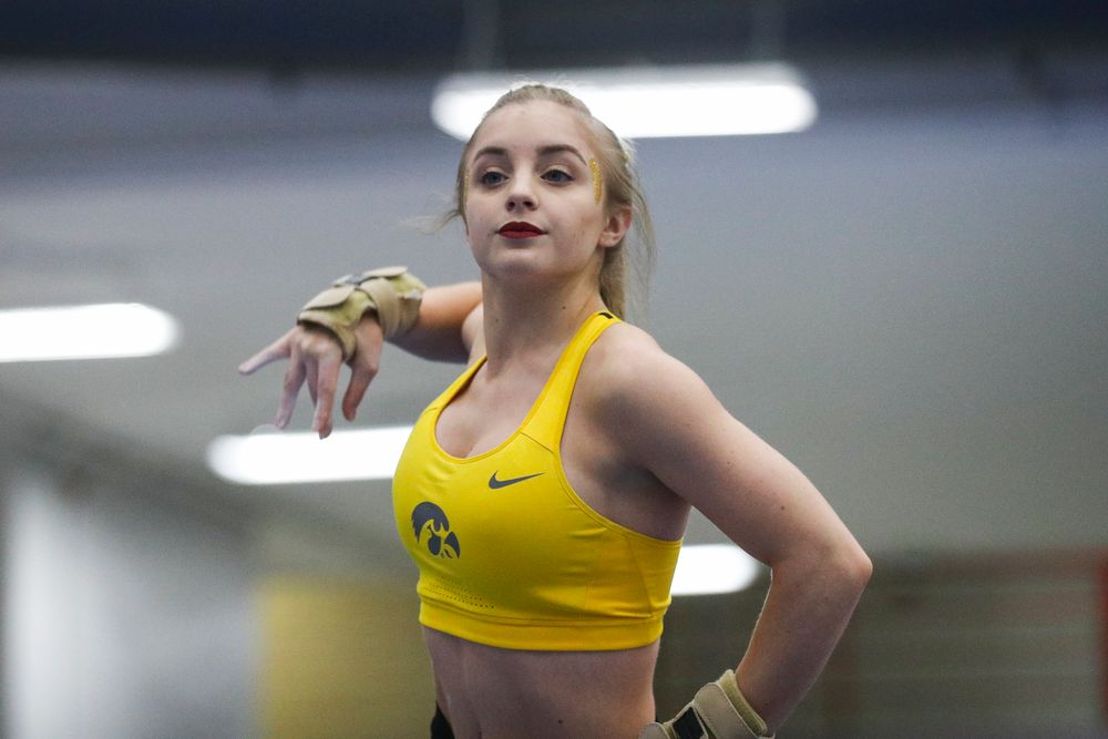 Lauren Guerin performs on the beam during the Iowa women’s gymnastics Black and Gold Intraquad Meet on Saturday, December 7, 2019 at the UI Field House. (Lily Smith/hawkeyesports.com)