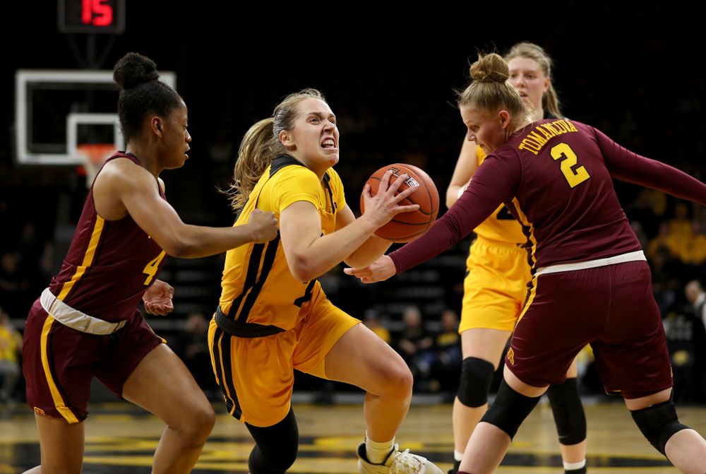 Iowa Hawkeyes guard Kathleen Doyle (22) against the Minnesota Golden Gophers Thursday, February 27, 2020 at Carver-Hawkeye Arena. (Brian Ray/hawkeyesports.com)