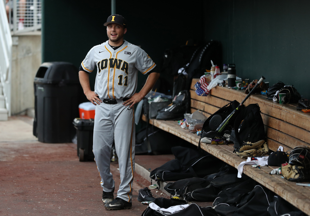 Iowa Hawkeyes Cole McDonald (11) against the Indiana Hoosiers in the first round of the Big Ten Baseball Tournament Wednesday, May 22, 2019 at TD Ameritrade Park in Omaha, Neb. (Brian Ray/hawkeyesports.com)