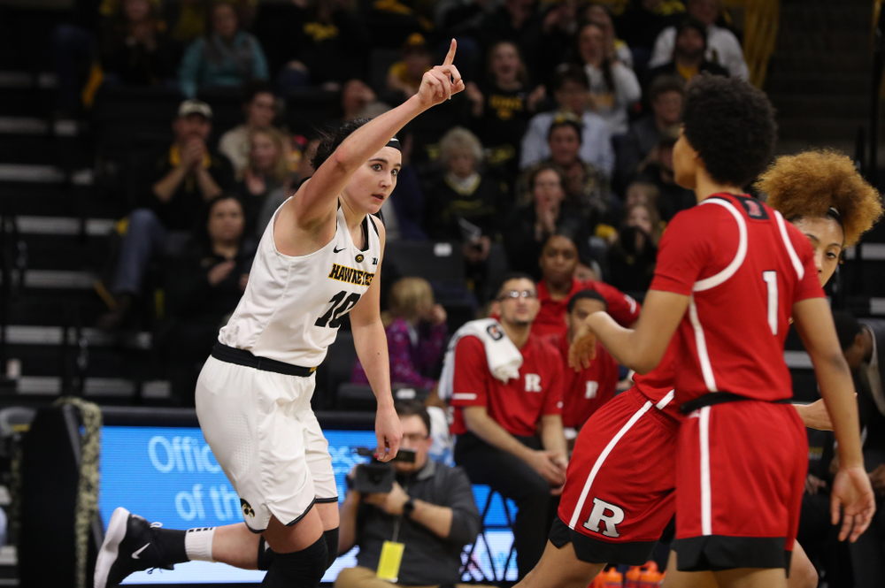 Iowa Hawkeyes forward Megan Gustafson (10) against the Rutgers Scarlet Knights Wednesday, January 23, 2019 at Carver-Hawkeye Arena. (Brian Ray/hawkeyesports.com)