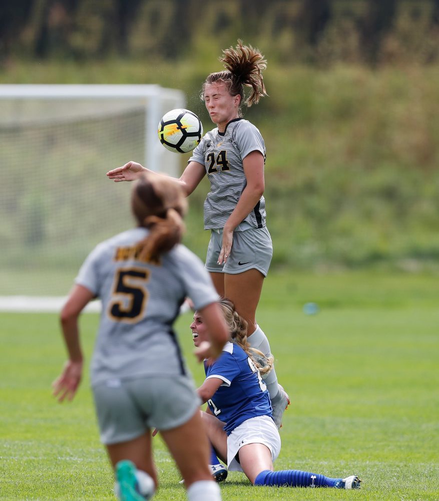 Iowa Hawkeyes Sara Wheaton (24) against Indiana State Sunday, August 26, 2018 at the Iowa Soccer Complex. (Brian Ray/hawkeyesports.com)