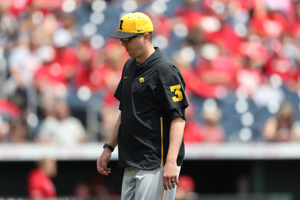 Pitching coach Tom Gorzelanny against the Nebraska Cornhuskers in the first round of the Big Ten Baseball Tournament Friday, May 24, 2019 at TD Ameritrade Park in Omaha, Neb. (Brian Ray/hawkeyesports.com)