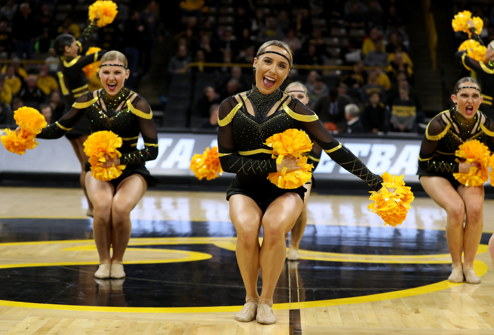 The Iowa Dance Team performs at halftime of the Iowa Hawkeyes game against the Maryland Terrapins Friday, January 10, 2020 at Carver-Hawkeye Arena. (Brian Ray/hawkeyesports.com)
