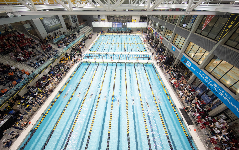 The women’s 500 yard freestyle C finals event during the 2020 Women’s Big Ten Swimming and Diving Championships at the Campus Recreation and Wellness Center in Iowa City on Thursday, February 20, 2020. (Stephen Mally/hawkeyesports.com)