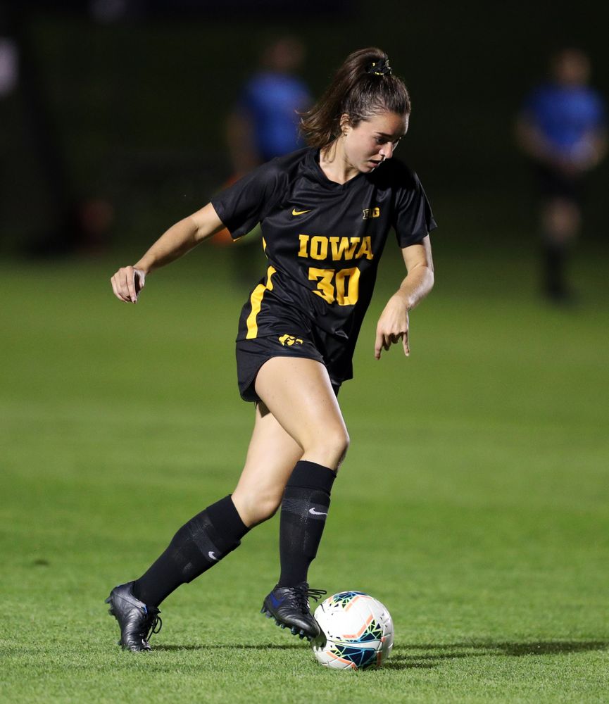 Iowa Hawkeyes forward Devin Burns (30) during a 2-1 victory over the Iowa State Cyclones Thursday, August 29, 2019 in the Iowa Corn Cy-Hawk series at the Iowa Soccer Complex. (Brian Ray/hawkeyesports.com)