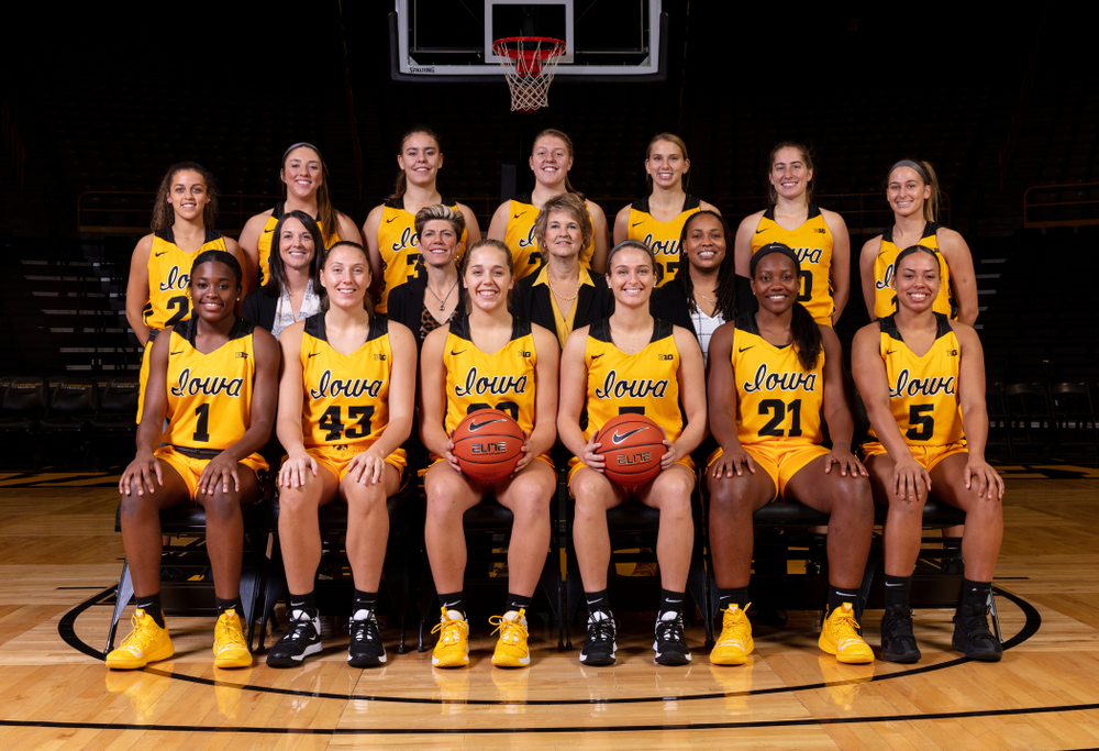 The 2019-2020 Iowa WomenÕs Basketball team and coaches Thursday, October 24, 2019 at Carver-Hawkeye Arena. (Brian Ray/hawkeyesports.com)