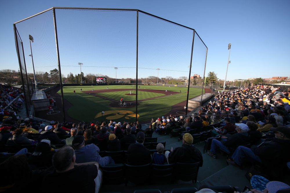 The Iowa Hawkeyes against the Nebraska Cornhuskers on Military Appreciation Night Friday, April 19, 2019 at Duane Banks Field. (Brian Ray/hawkeyesports.com)