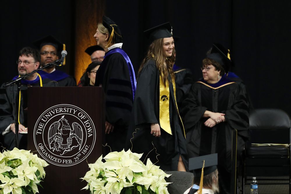 Iowa Women's Tennis' Zoe Douglas during the Fall Commencement Ceremony Saturday, December 15, 2018 at Carver-Hawkeye Arena. (Brian Ray/hawkeyesports.com)