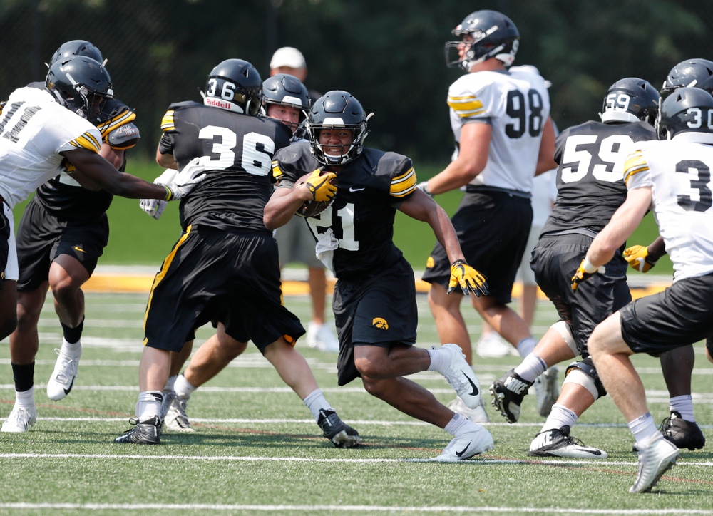 Iowa Hawkeyes running back Ivory Kelly-Martin (21) during practice No. 7 of fall camp Friday, August 10, 2018 at the Kenyon Football Practice Facility. (Brian Ray/hawkeyesports.com)
