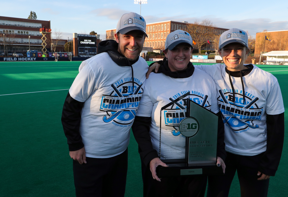 The Iowa Field Hockey coaches following their game against Penn State in the 2019 Big Ten Field Hockey Tournament Championship Game Sunday, November 10, 2019 in State College. (Brian Ray/hawkeyesports.com)