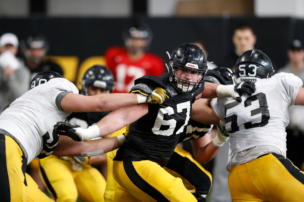 Iowa Hawkeyes defensive end Levi Duwa (67) Wednesday, April 4, 2018 at the Hansen Football Performance Center. (Brian Ray/hawkeyesports.com)