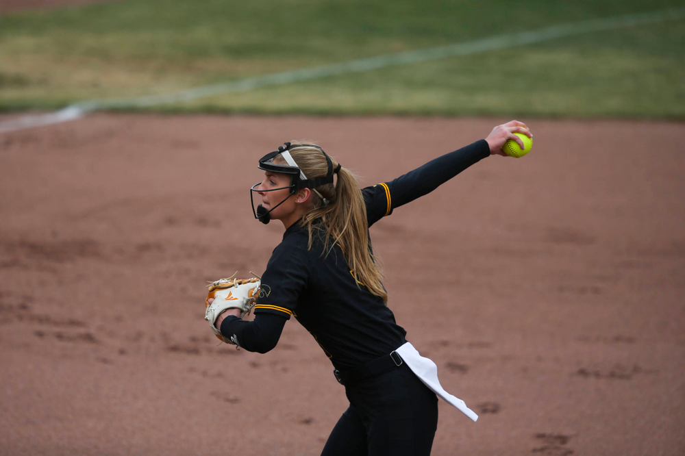 Iowa pitcher Allison Doocy (3) at game 2 vs Northwestern on Saturday, March 30, 2019 at Bob Pearl Field. (Lily Smith/hawkeyesports.com)
