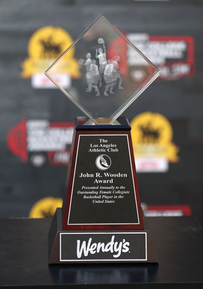 The John R. Wooden WomenÕs Basketball Award on the red carpet before the ESPN College Basketball Awards show Friday, April 12, 2019 at The Novo at LA Live. (Brian Ray/hawkeyesports.com)