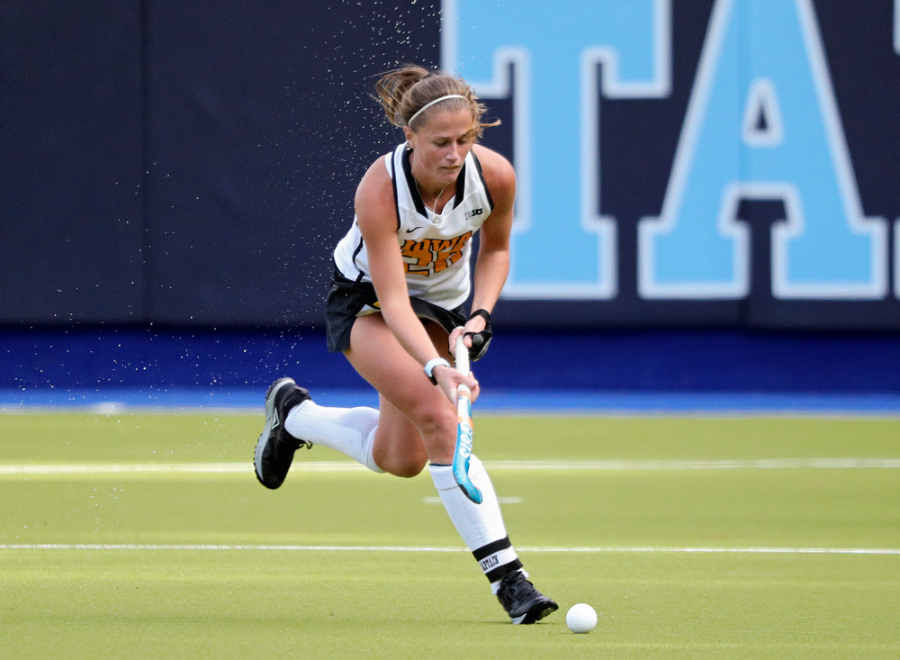 Iowa’s Sophie Sunderland (20) moves with the ball during the second quarter of their NCAA Tournament Second Round match against North Carolina at Karen Shelton Stadium in Chapel Hill, N.C. on Sunday, Nov 17, 2019. (Stephen Mally/hawkeyesports.com)