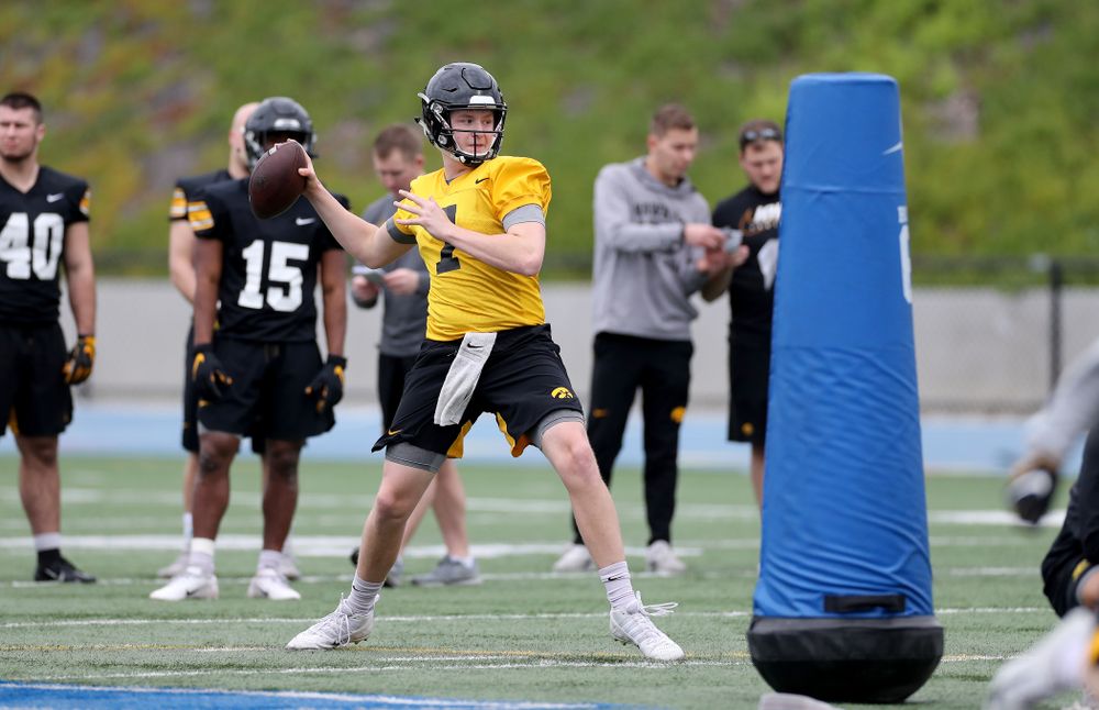 Iowa Hawkeyes quarterback Spencer Petras (7) during practice Sunday, December 22, 2019 at Mesa College in San Diego. (Brian Ray/hawkeyesports.com)