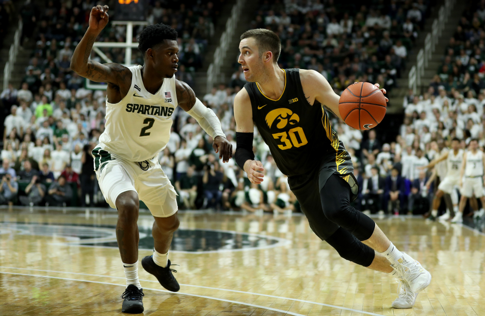 Iowa Hawkeyes guard Connor McCaffery (30) against Michigan State Tuesday, February 25, 2020 at the Breslin Center in East Lansing, MI. (Brian Ray/hawkeyesports.com)