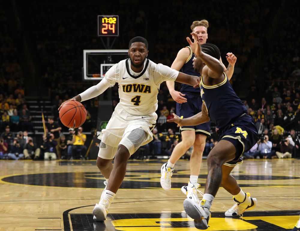 Iowa Hawkeyes guard Isaiah Moss (4) against the Michigan Wolverines Friday, February 1, 2019 at Carver-Hawkeye Arena. (Brian Ray/hawkeyesports.com)
