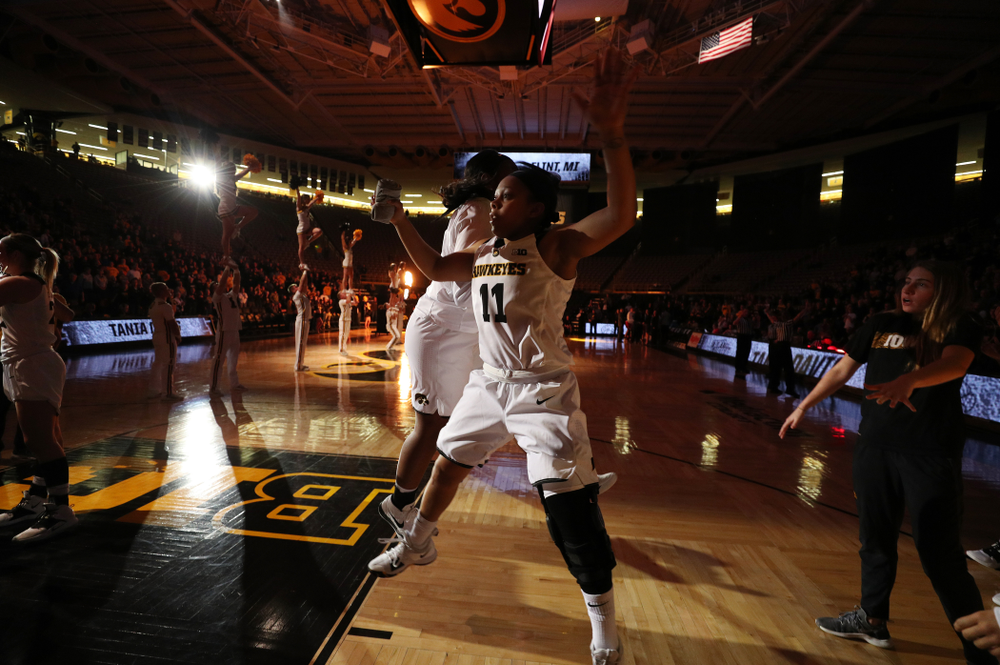 Iowa Hawkeyes guard Tania Davis (11) against the Wisconsin Badgers Monday, January 7, 2019 at Carver-Hawkeye Arena. (Brian Ray/hawkeyesports.com)
